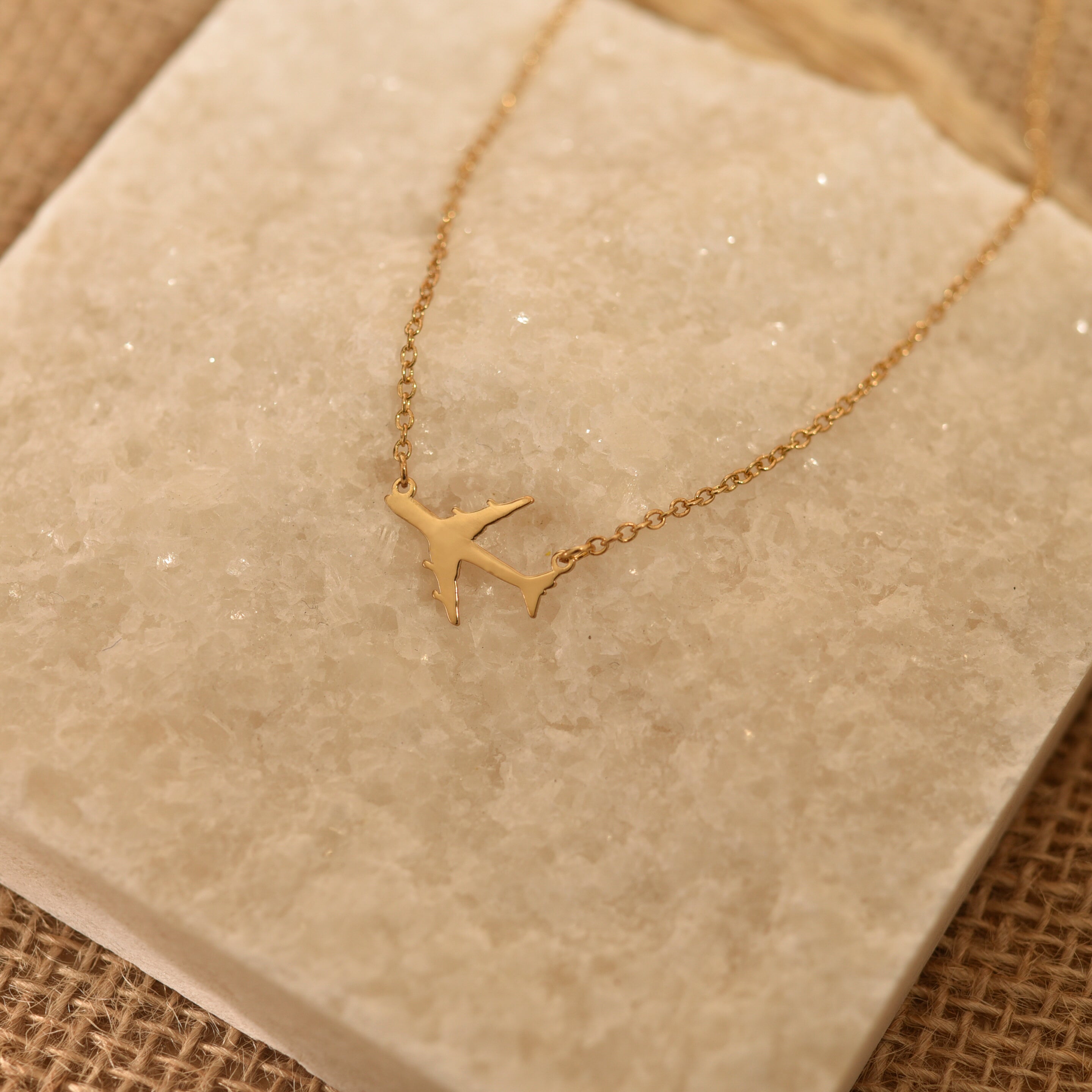 Gold Airplane Necklace