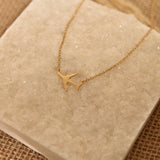 Gold Airplane Necklace