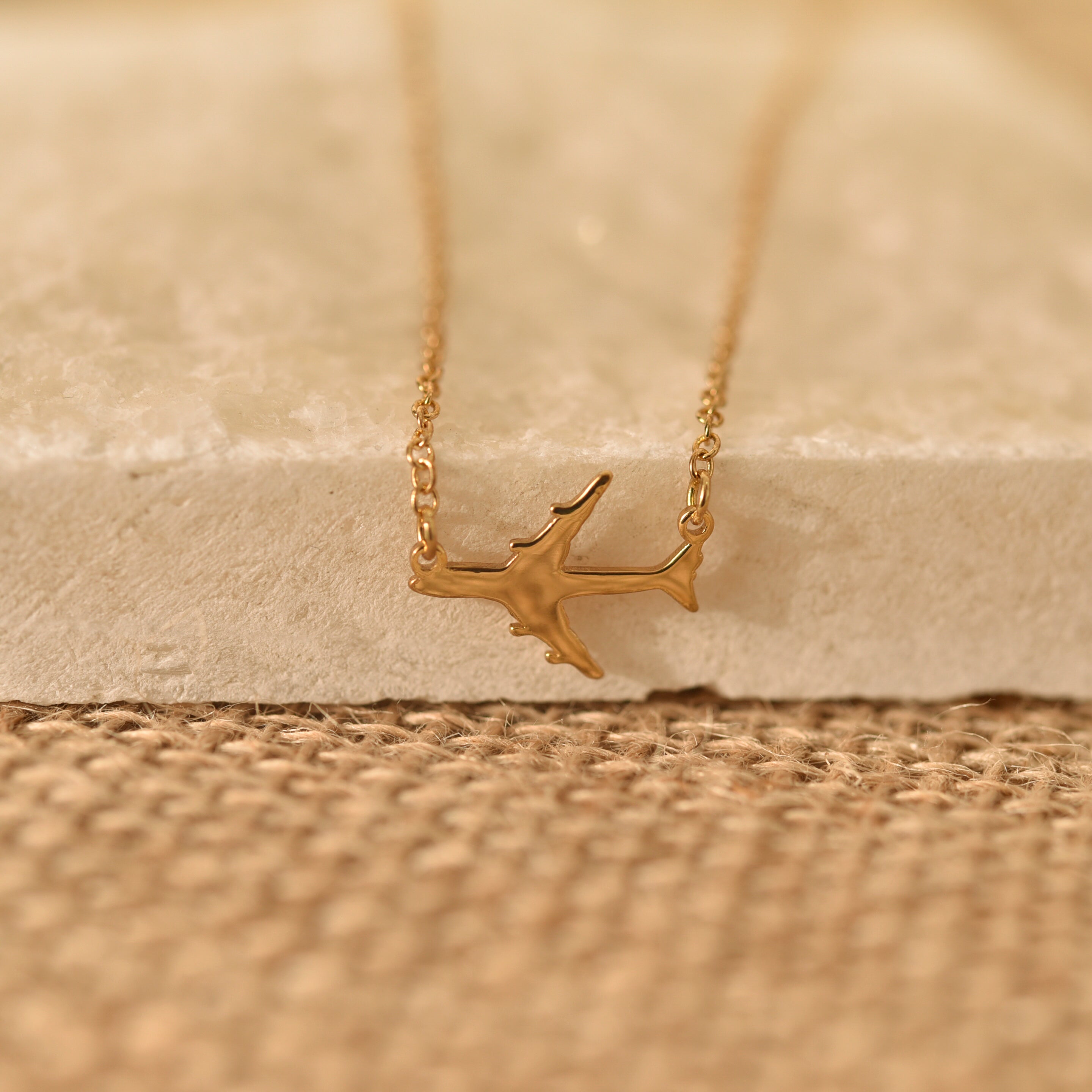 Gold Airplane Necklace