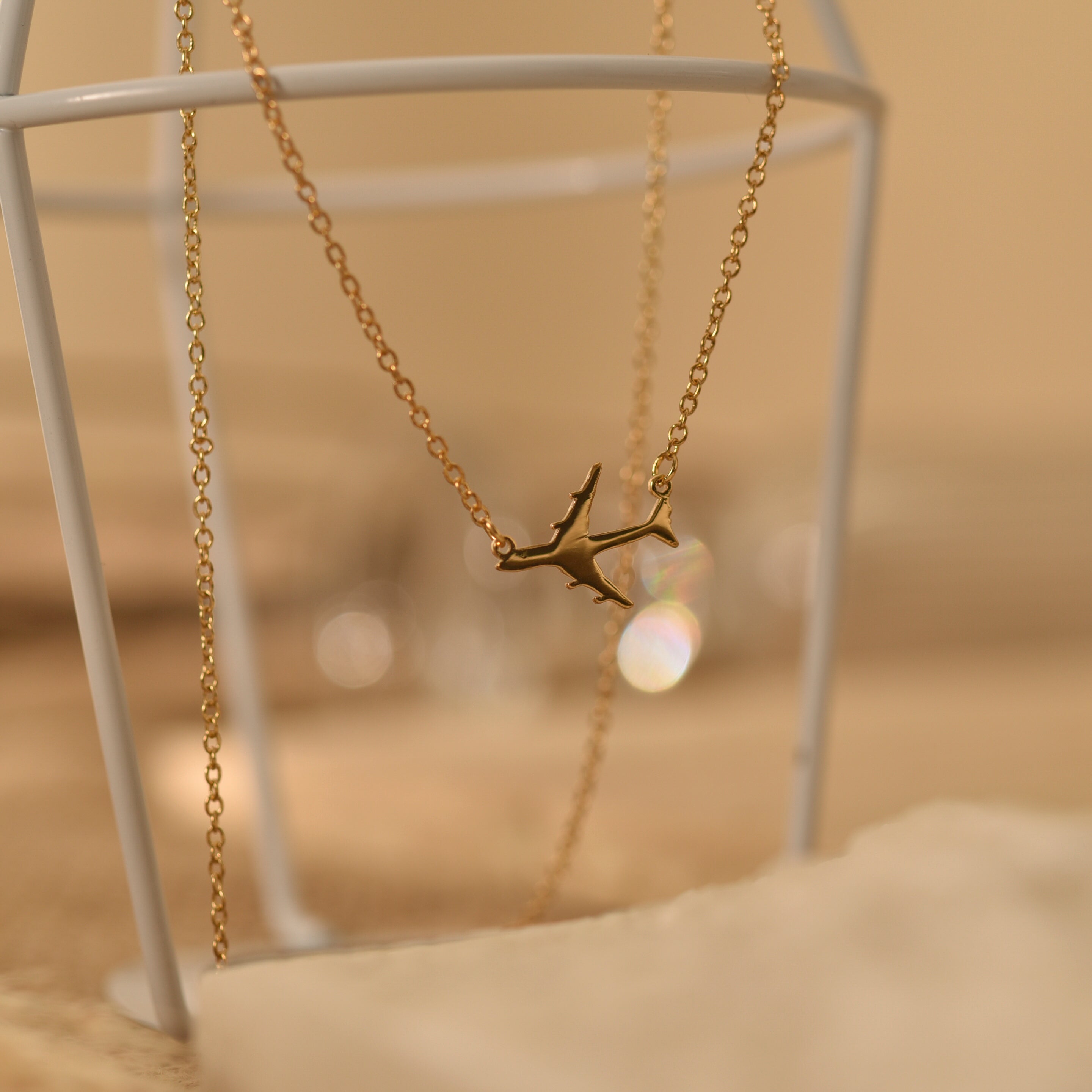 Gold Airplane Necklace