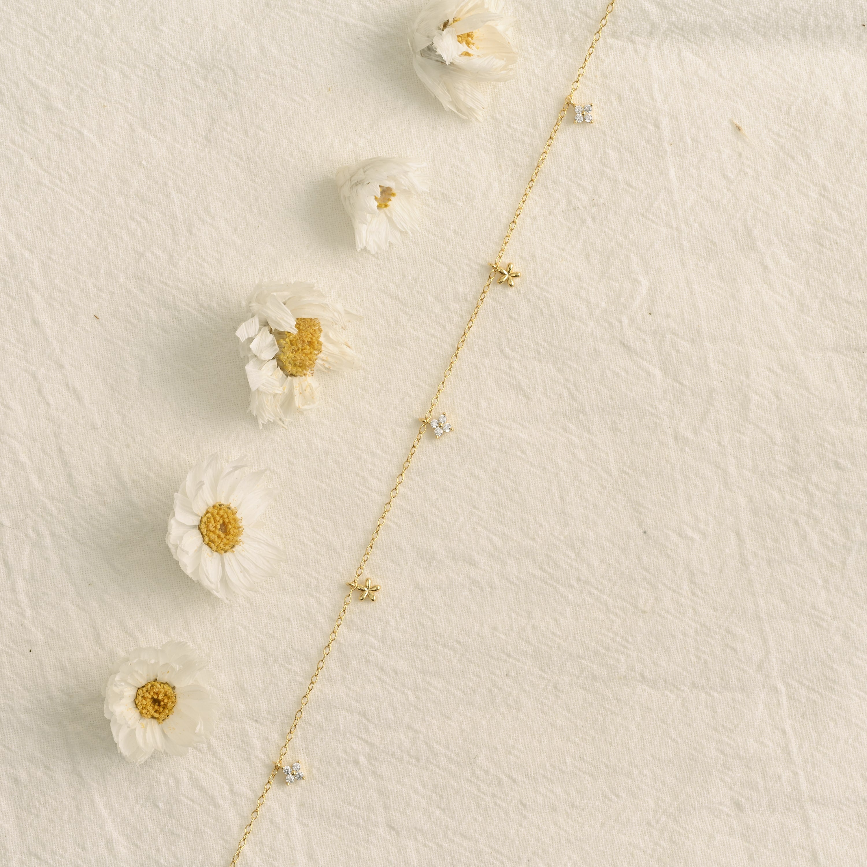 Diamond Station Flower Necklace