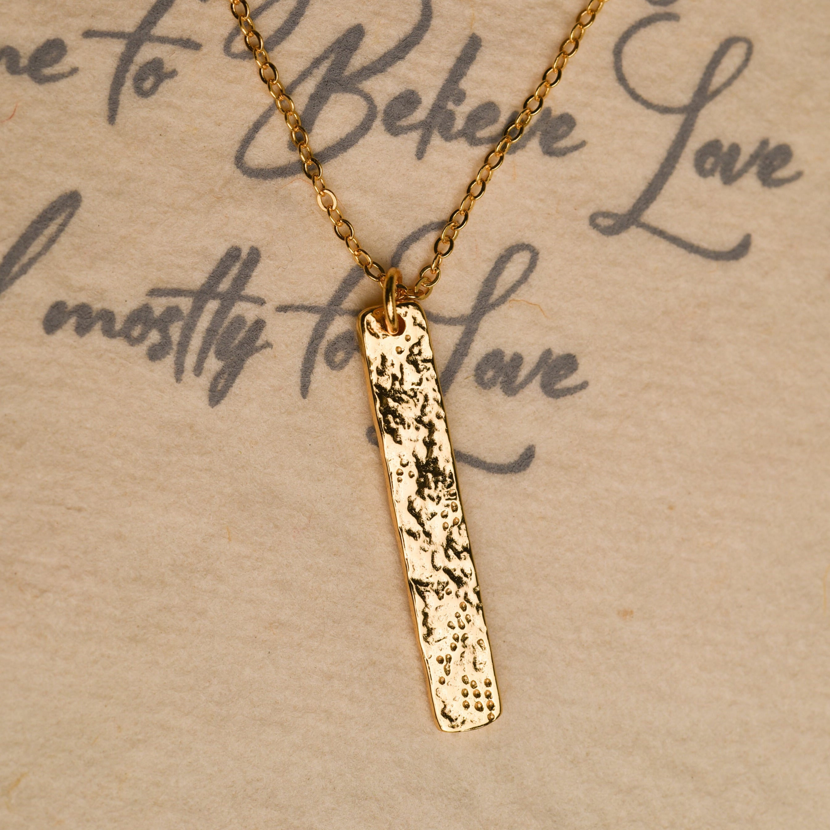 Elegant Hand-Hammered Rectangle Charm Necklace