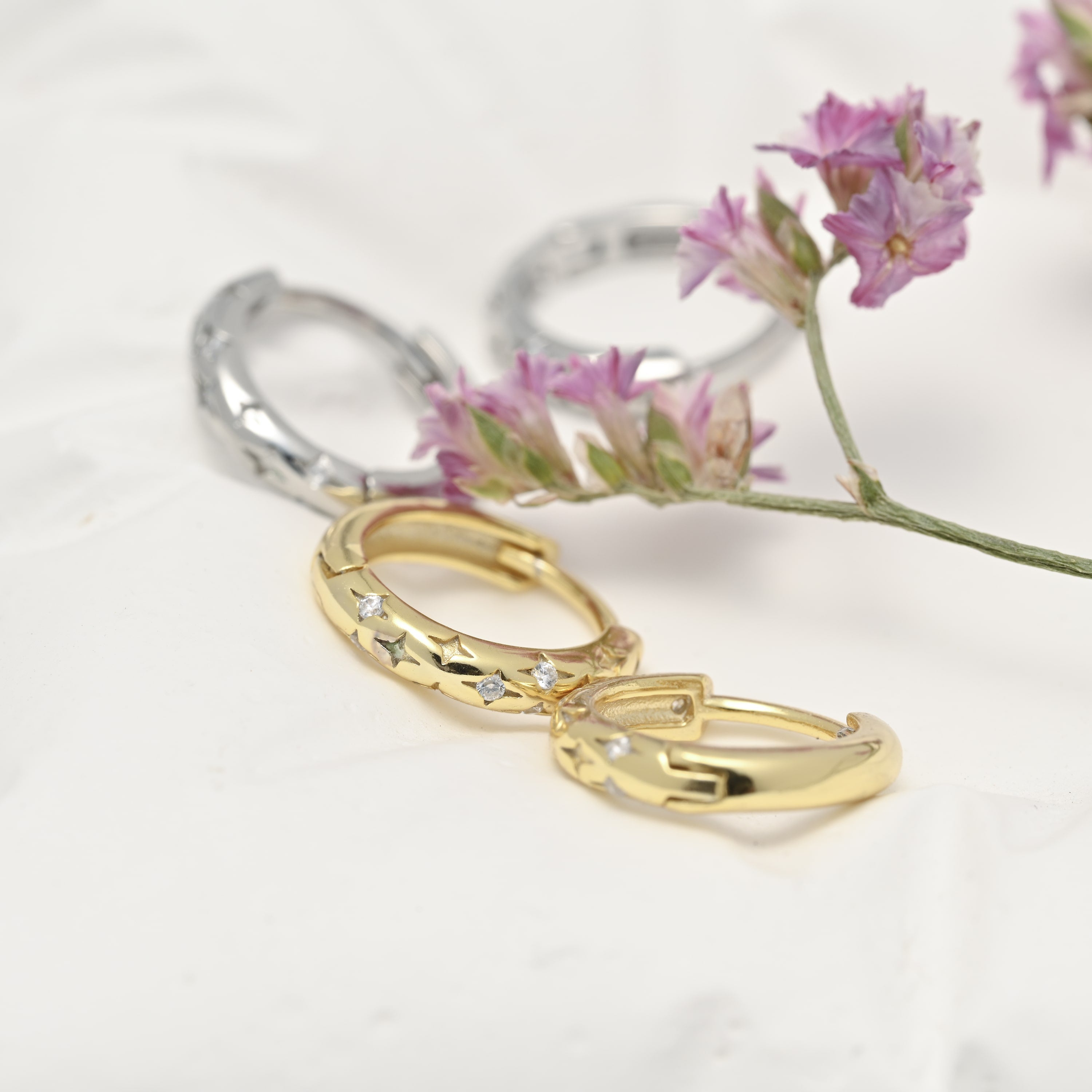 Star Diamond Huggie Earrings