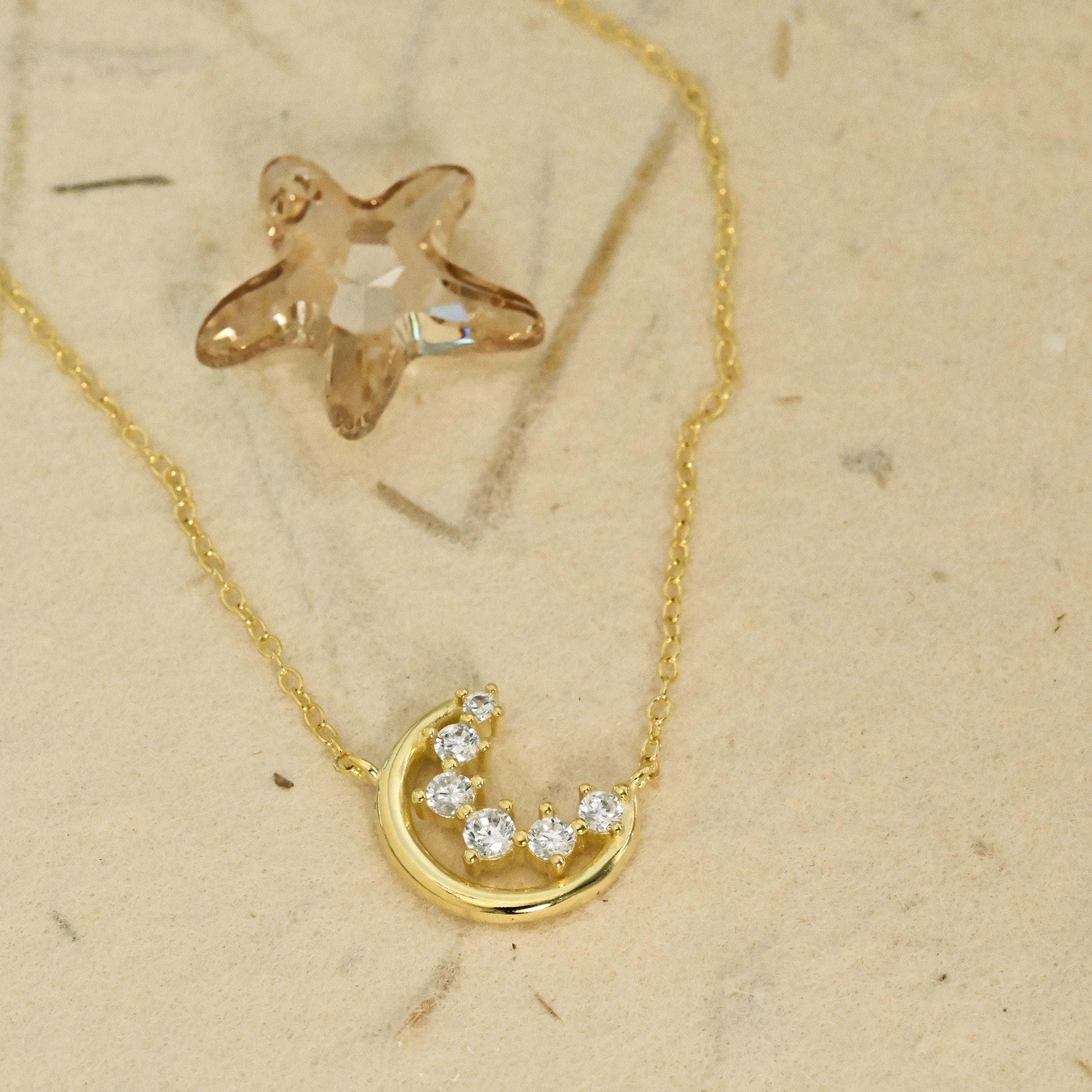 Diamond Crescent Moon Necklace
