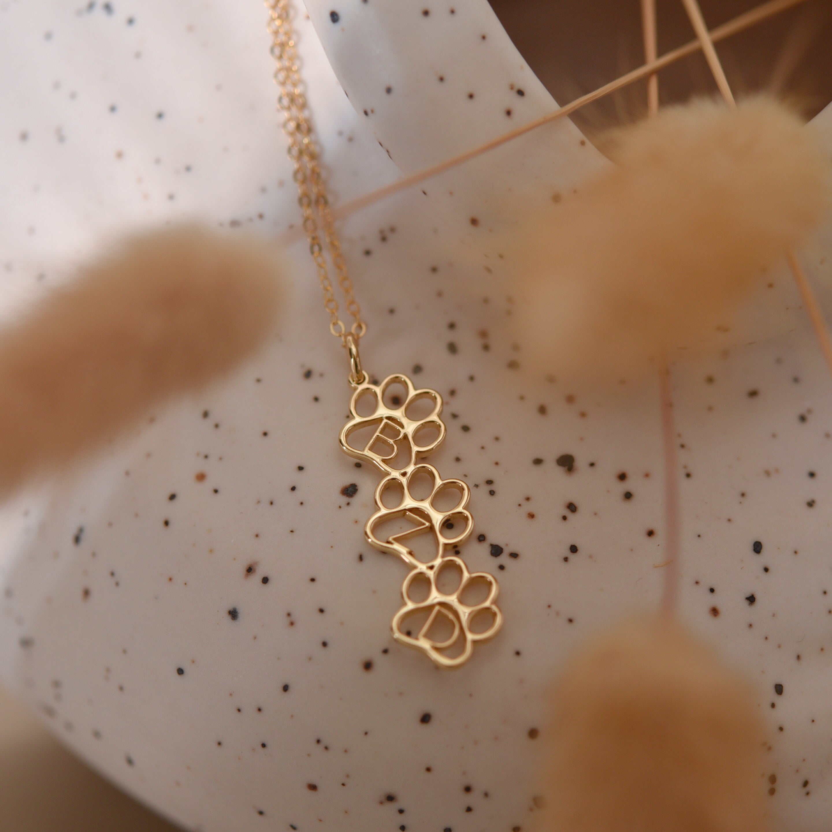 Personalized Paw Print Name Necklace