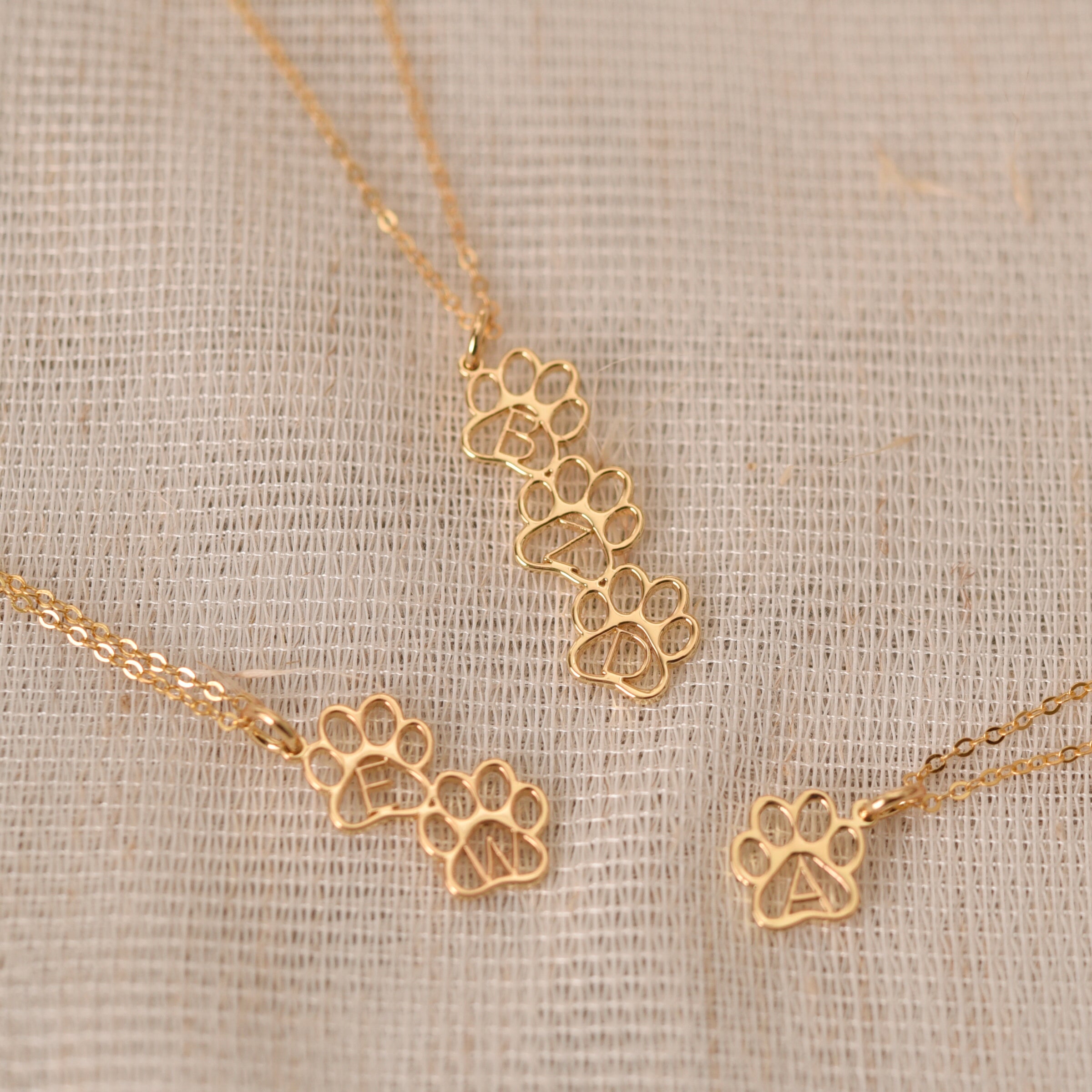 Personalized Paw Print Name Necklace
