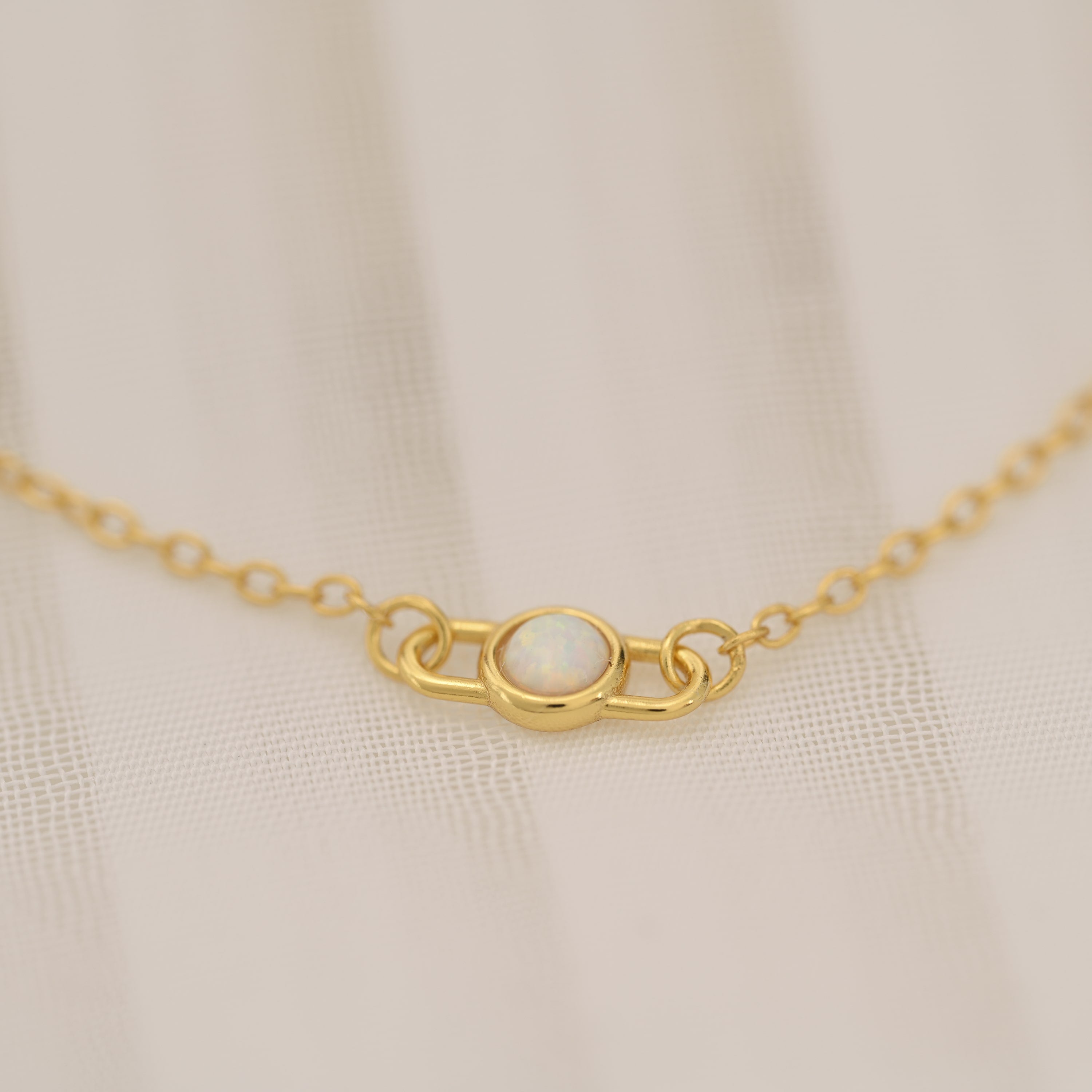 Paper Clip Pendant Opal Necklace