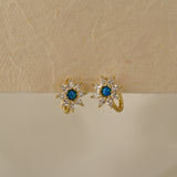Blue Opal Starburst Hoop Earrings
