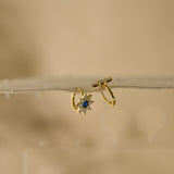 Blue Opal Starburst Hoop Earrings