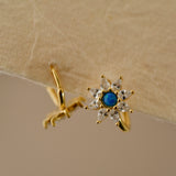 Blue Opal Starburst Hoop Earrings
