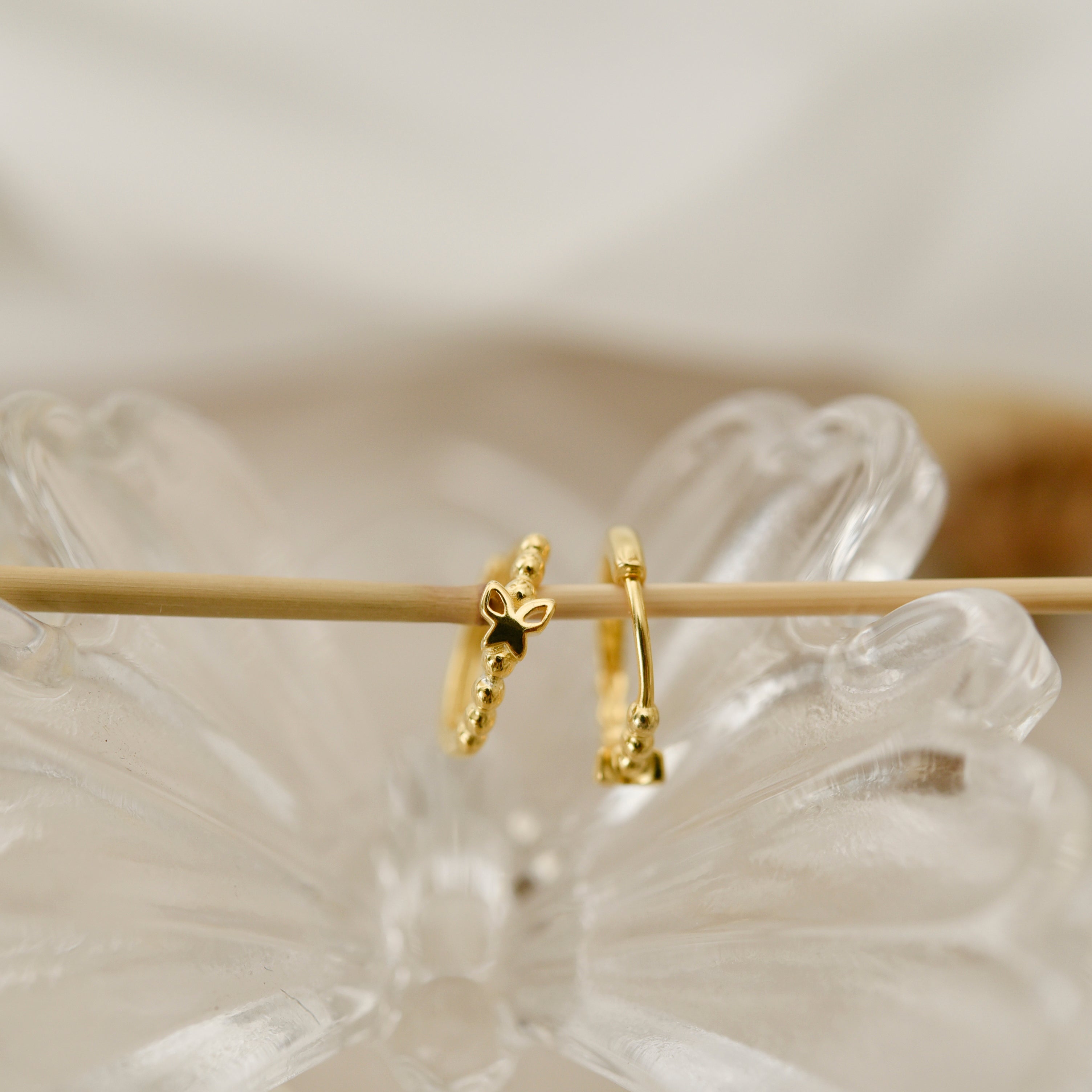 Butterfly Beaded Huggie Earrings
