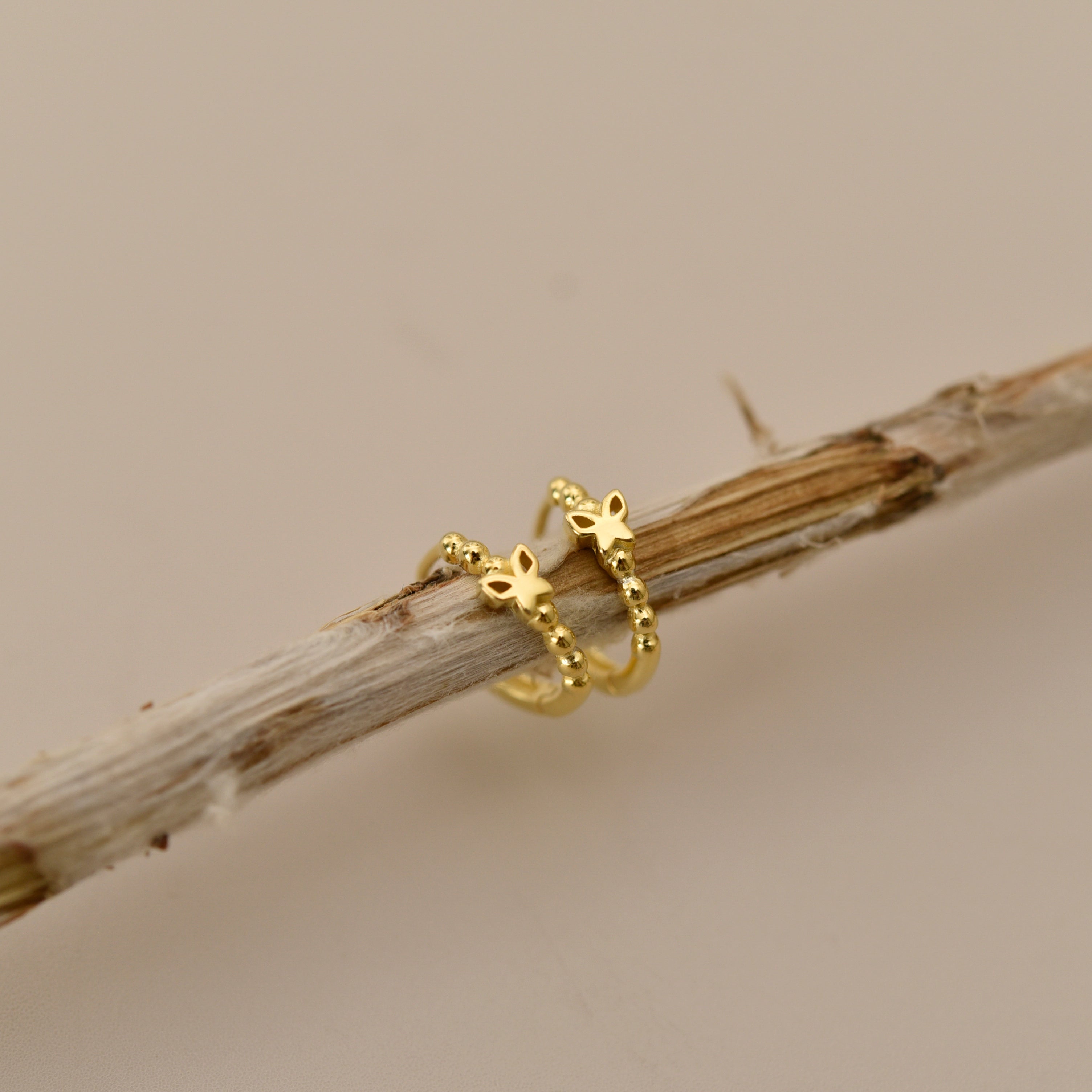 Butterfly Beaded Huggie Earrings