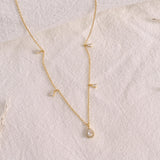 Dainty Charm CZ Zircon Dangle Station Necklace