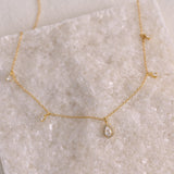 Dainty Charm CZ Zircon Dangle Station Necklace