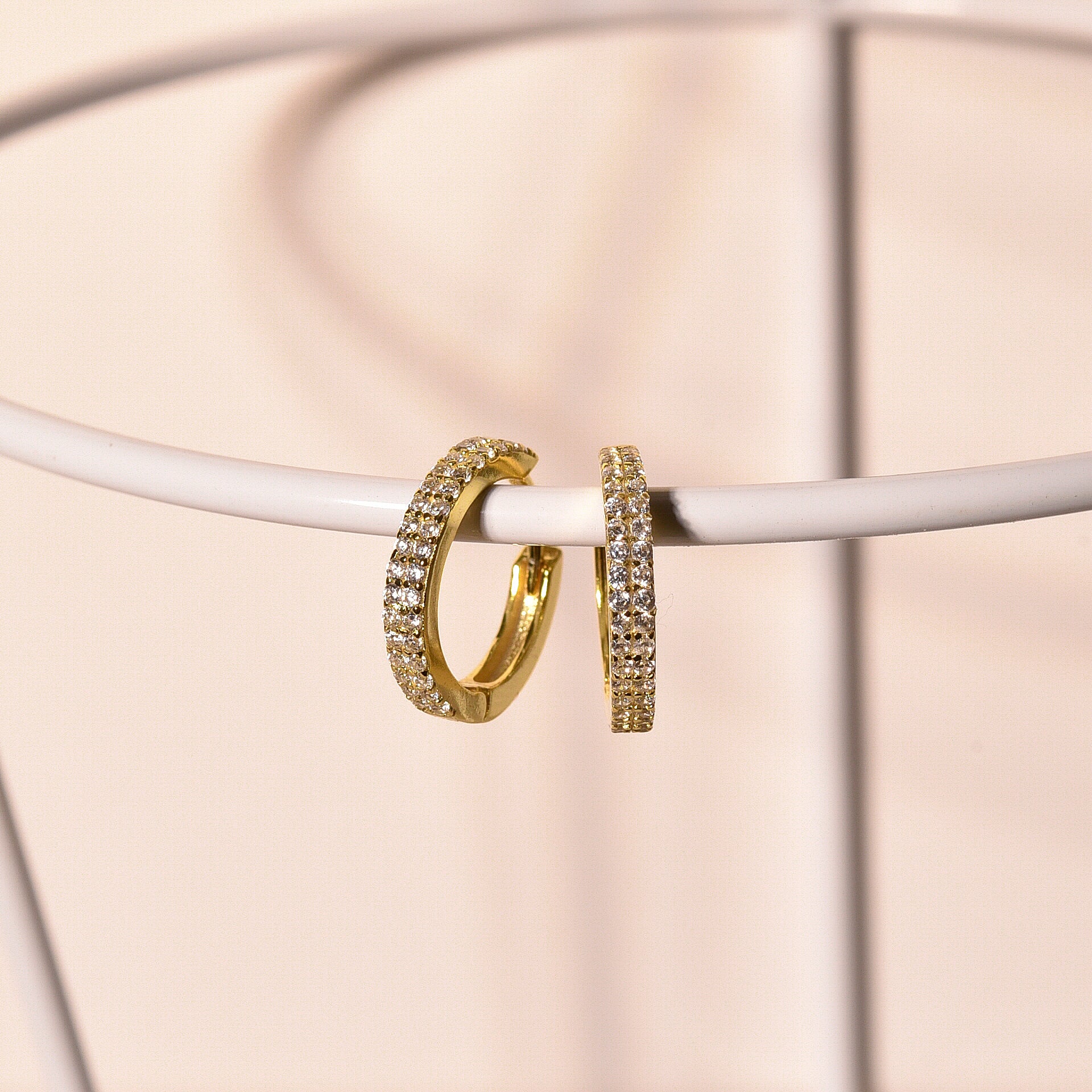 Dainty Pavé Huggie Hoops
