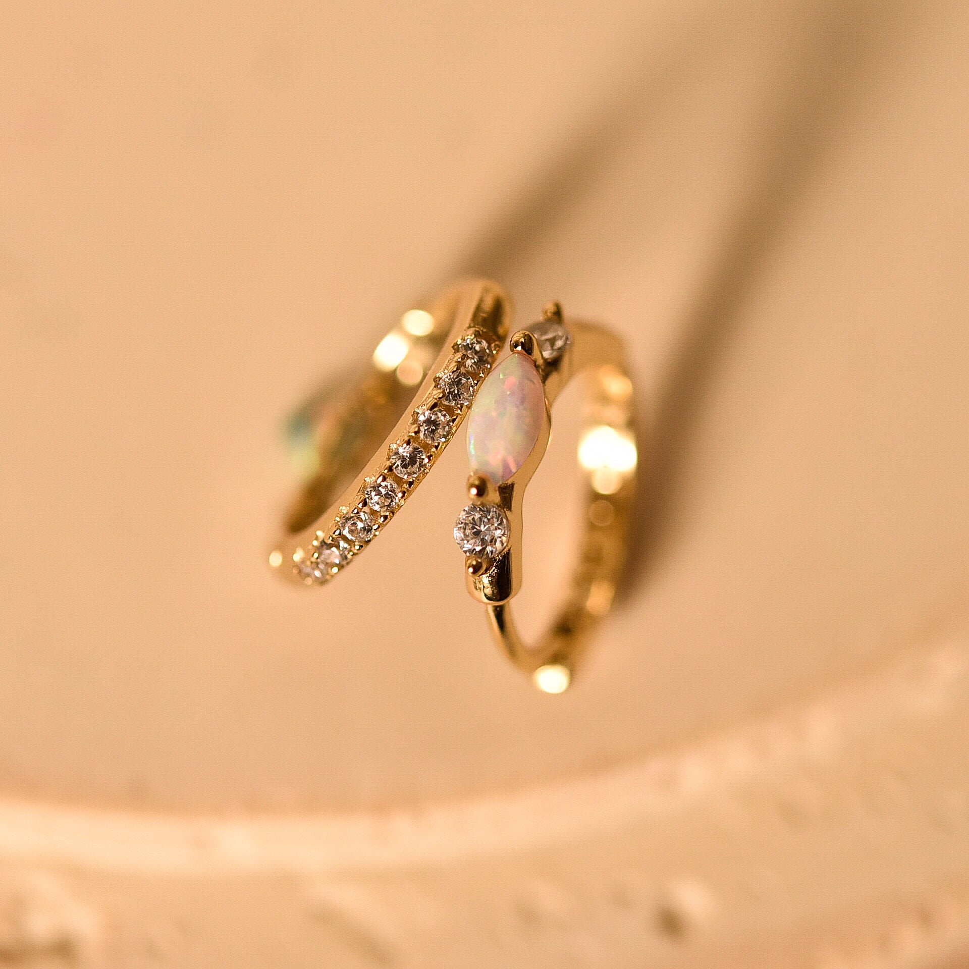 Opal Huggie Hoop Earring