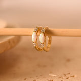 Opal Huggie Hoop Earring