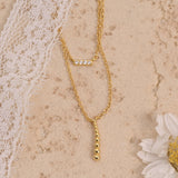 Diamond Bar Gold V Drop Necklace