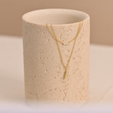 Diamond Bar Gold V Drop Necklace