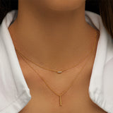 Diamond Bar Gold V Drop Necklace