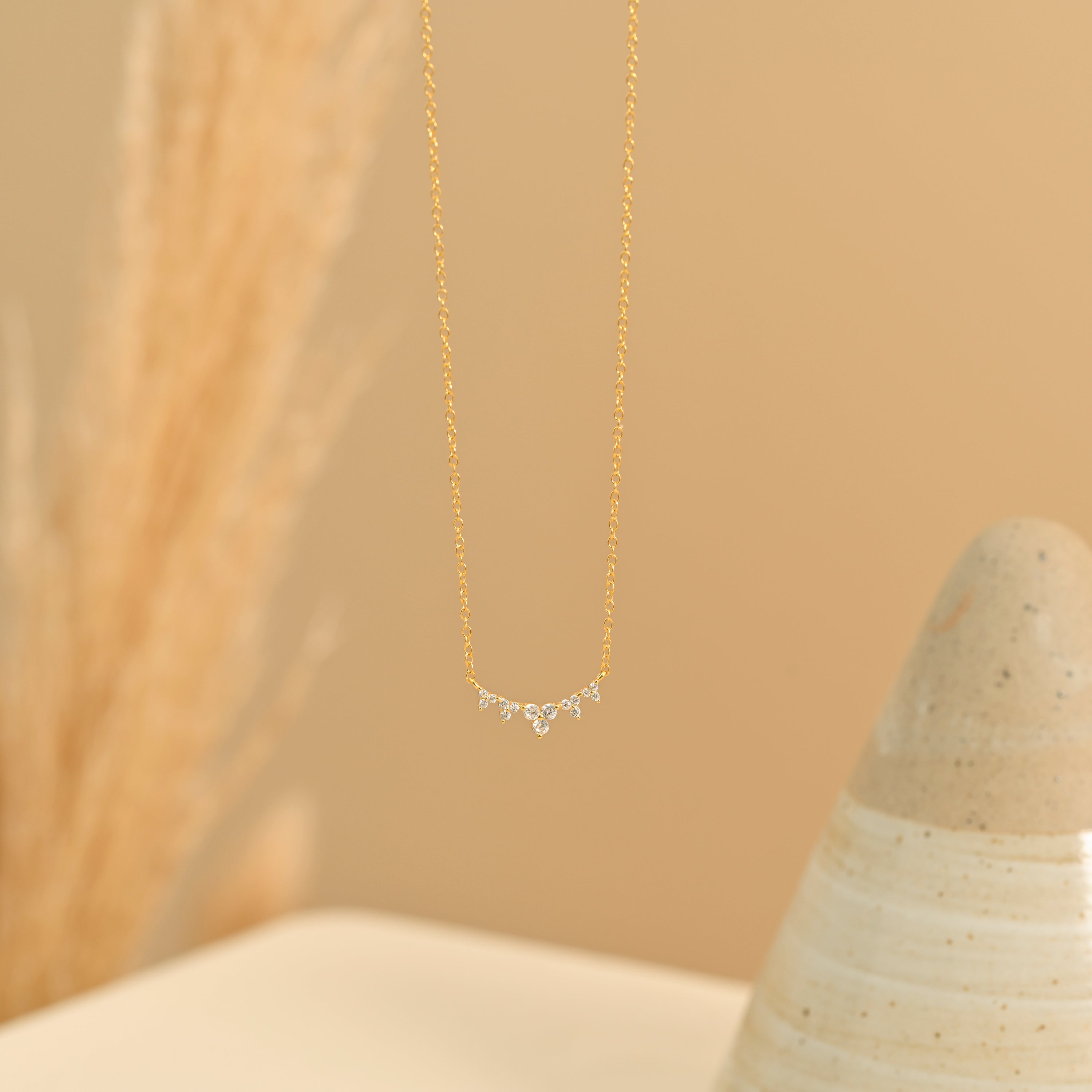 Gold Diamond Wave Necklace