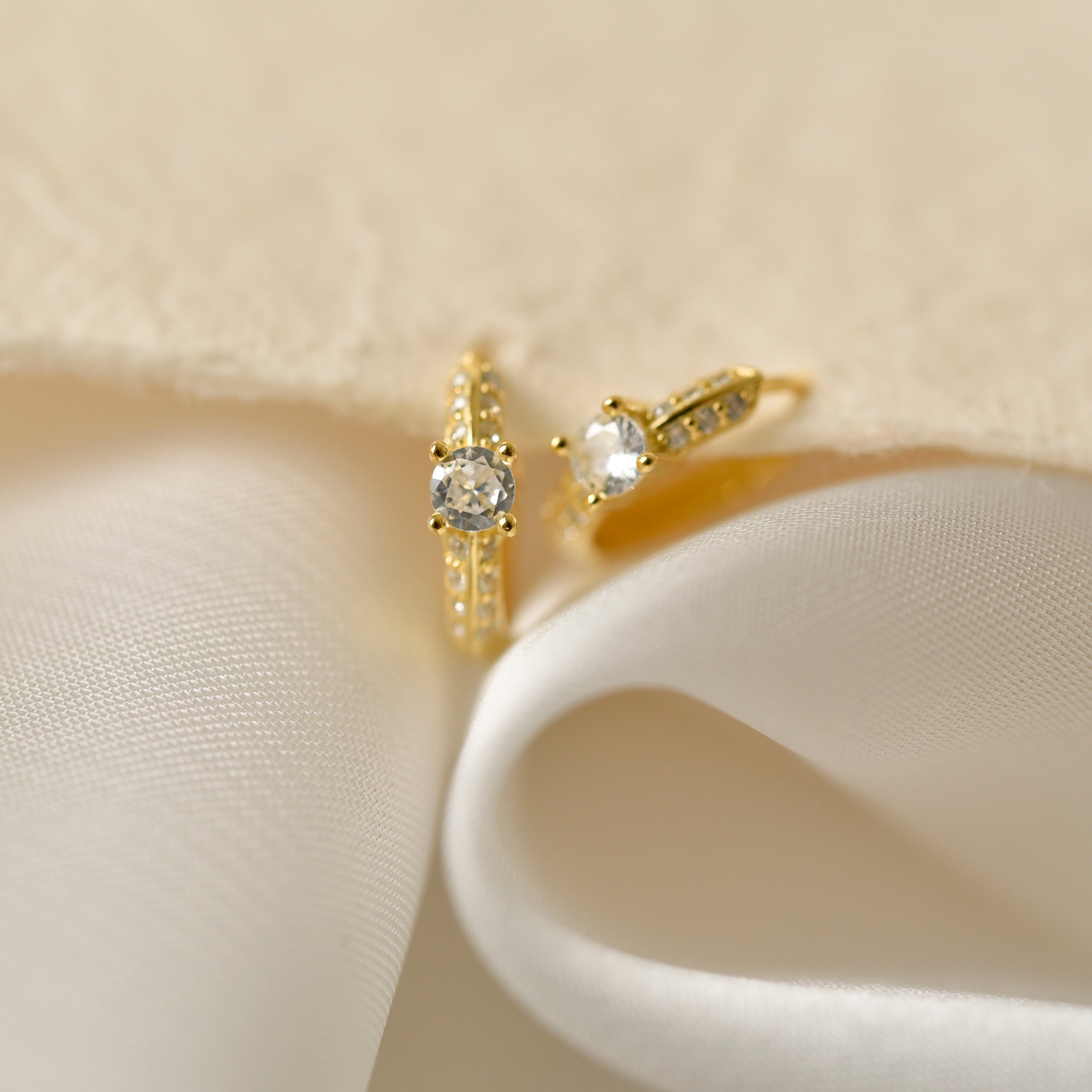 Gold CZ Huggie Hoop Earrings