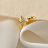 Gold CZ Huggie Hoop Earrings