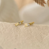 Gold CZ Huggie Hoop Earrings