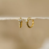 Gold CZ Huggie Hoop Earrings