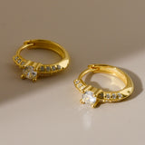 Gold CZ Huggie Hoop Earrings