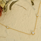 Gold CZ station necklace