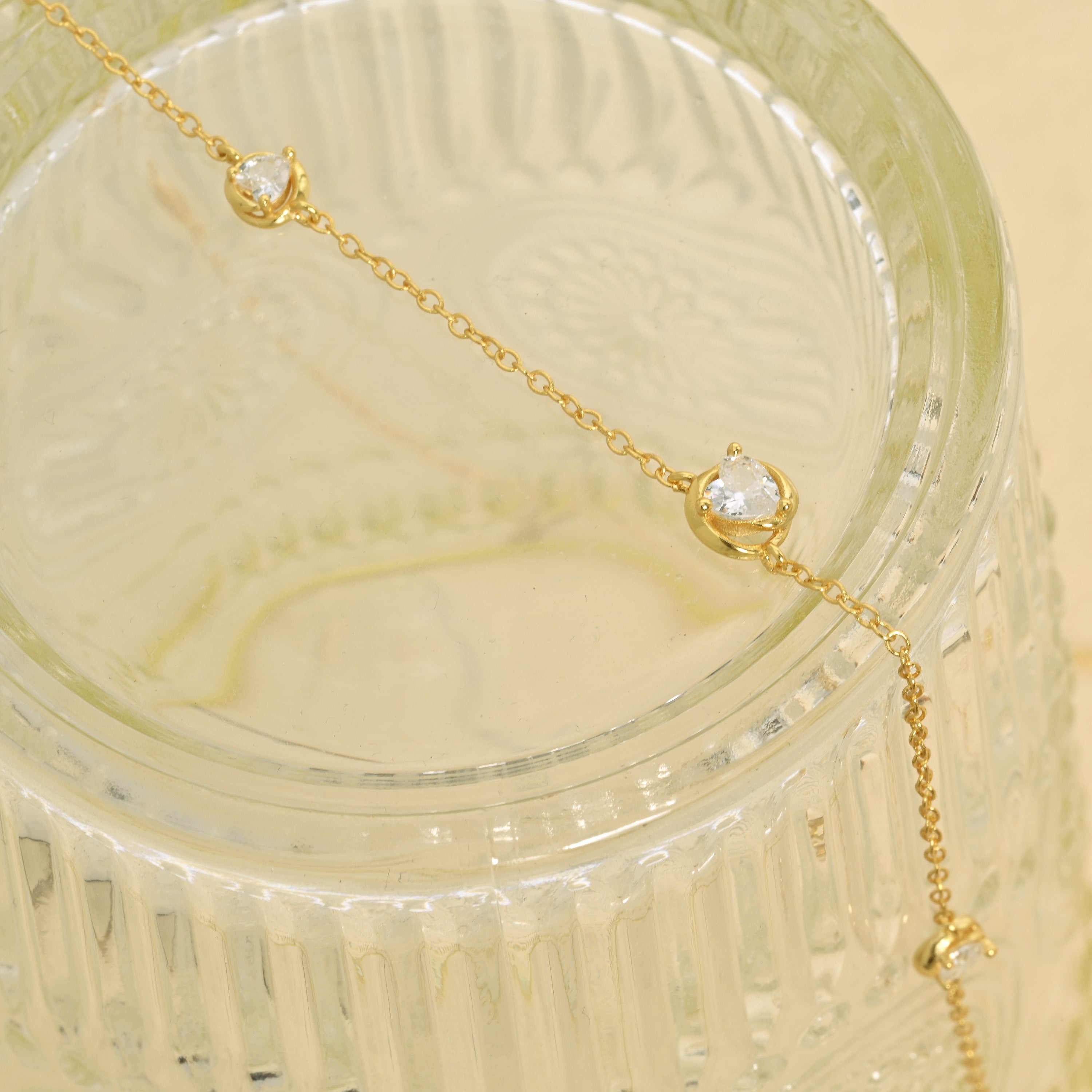 Gold CZ station necklace