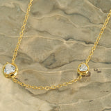 Gold CZ station necklace