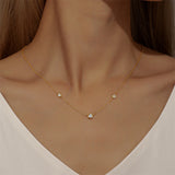 Gold CZ station necklace