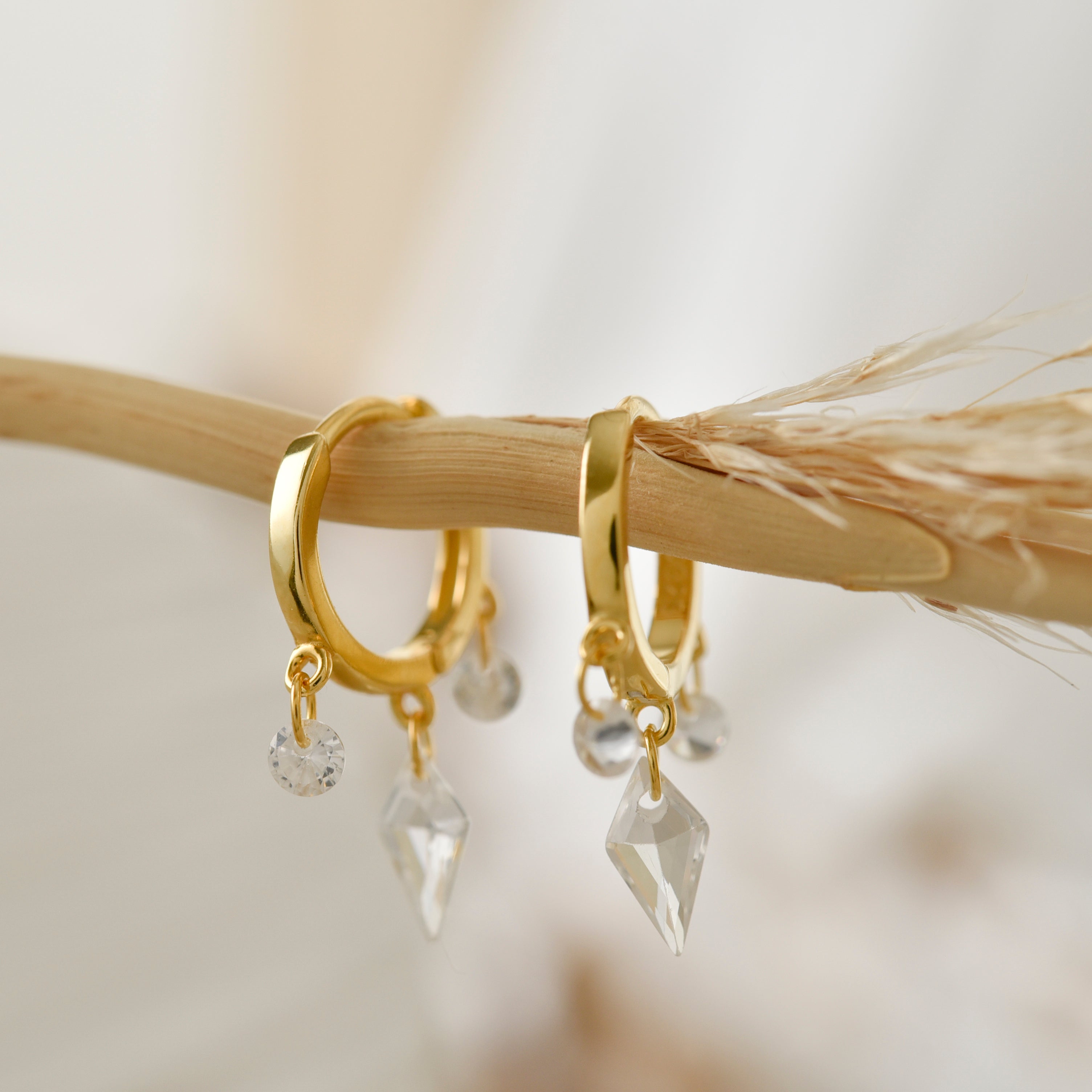 Huggie Diamond Drop Earrings