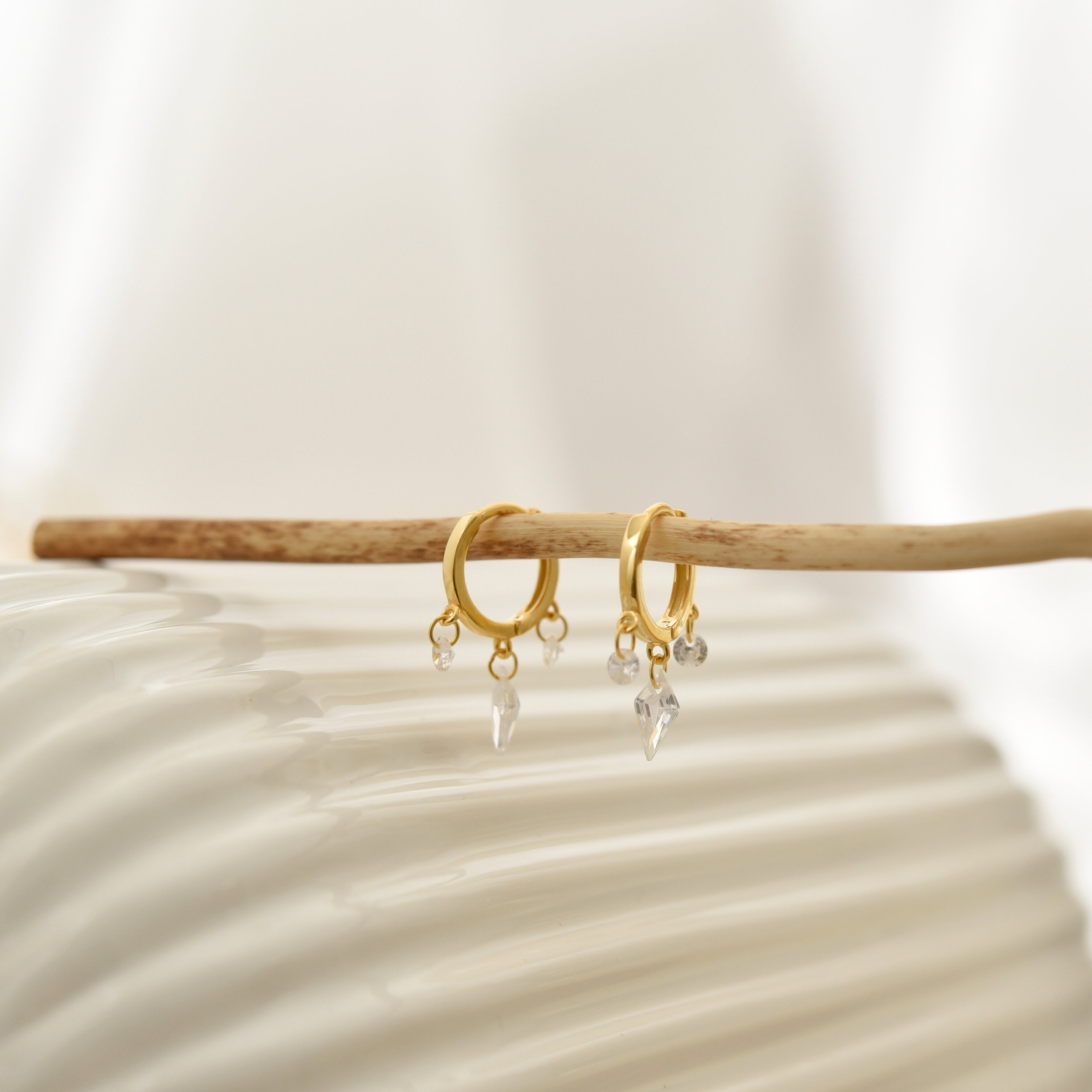 Huggie Diamond Drop Earrings