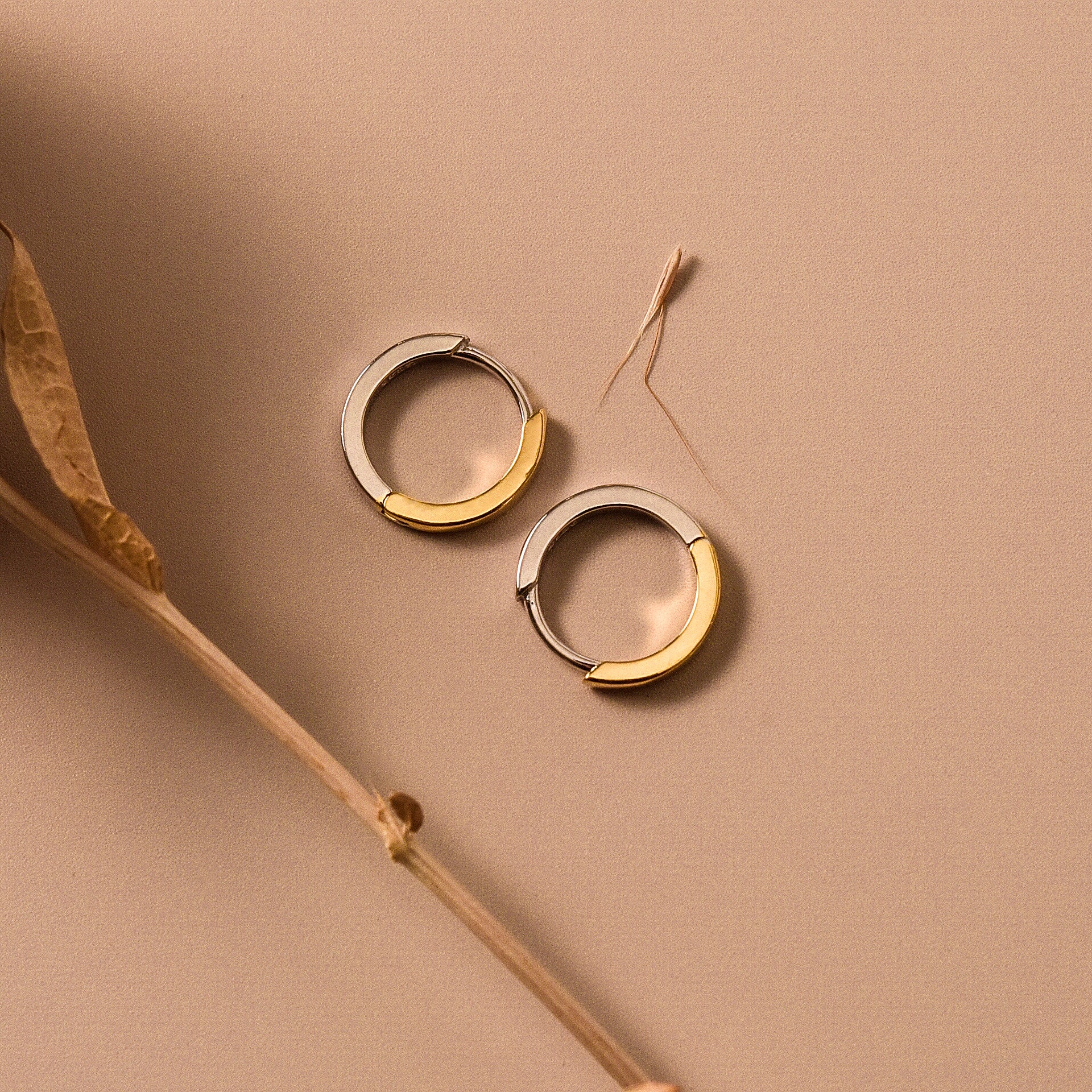 Mixed Metal Huggie Hoops