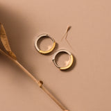 Mixed Metal Huggie Hoops