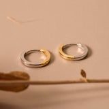 Mixed Metal Huggie Hoops