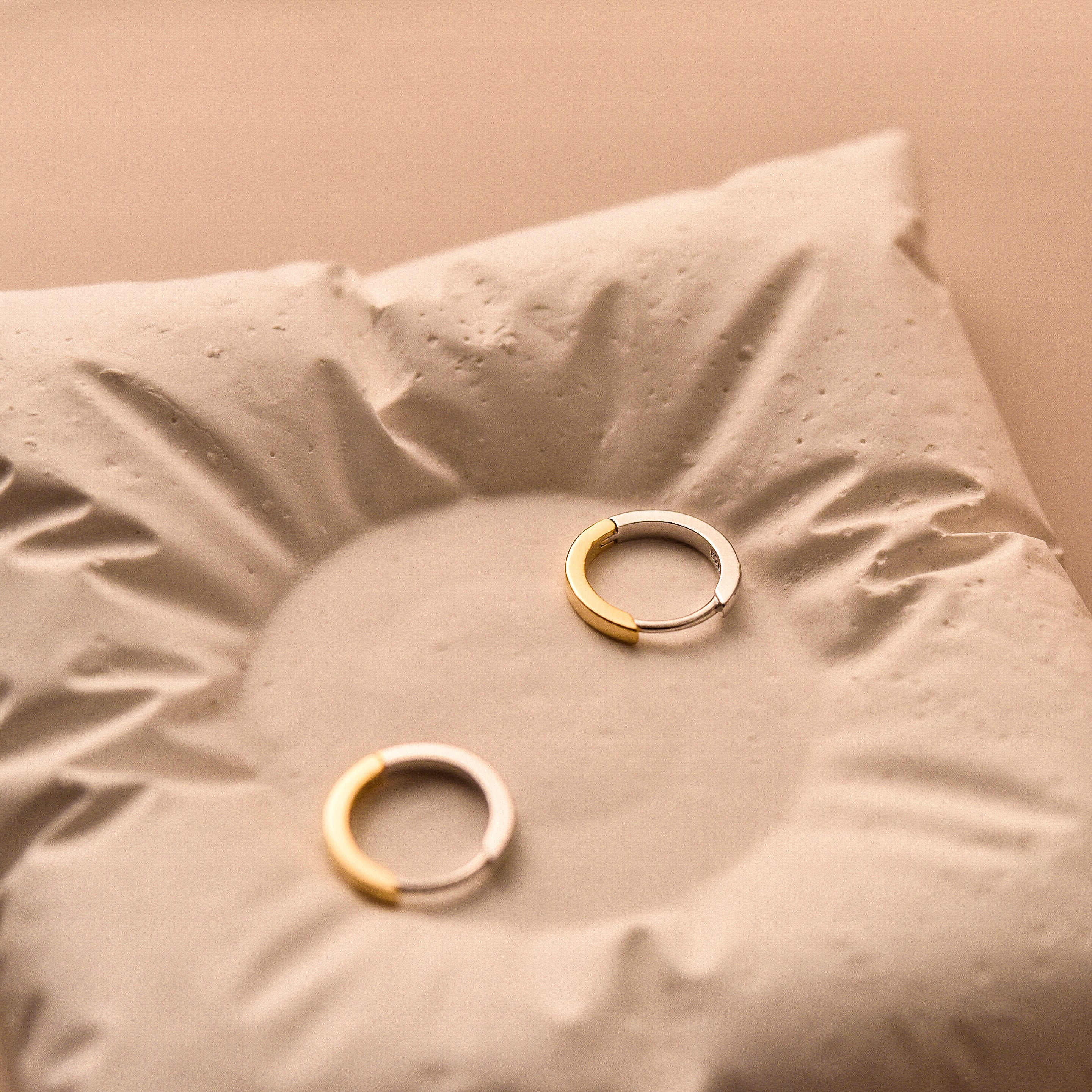 Mixed Metal Huggie Hoops