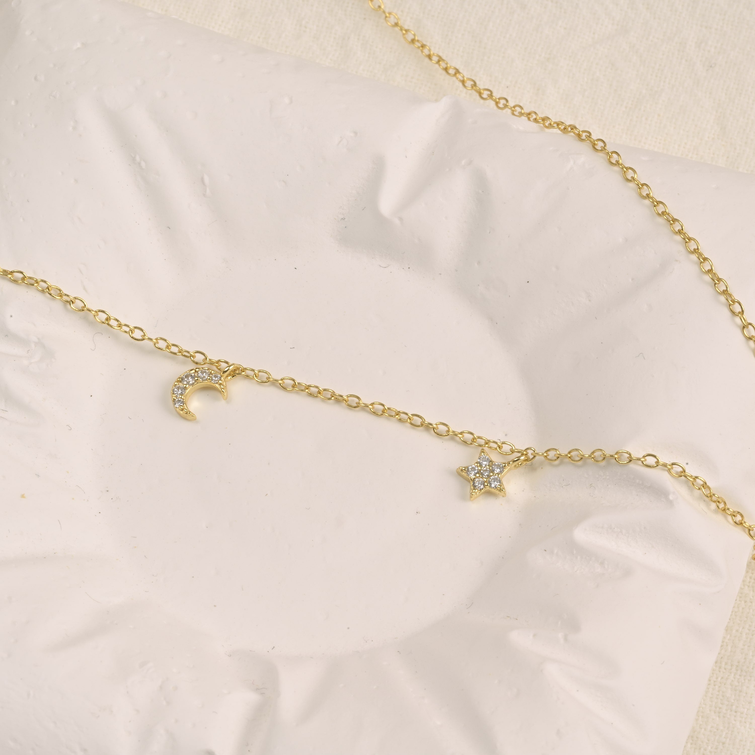 Moon and Star Charm Necklace