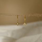 Opal Star Diamond Huggie Hoop Earrings