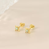 Minimalist Gold Opal Stud Earrings