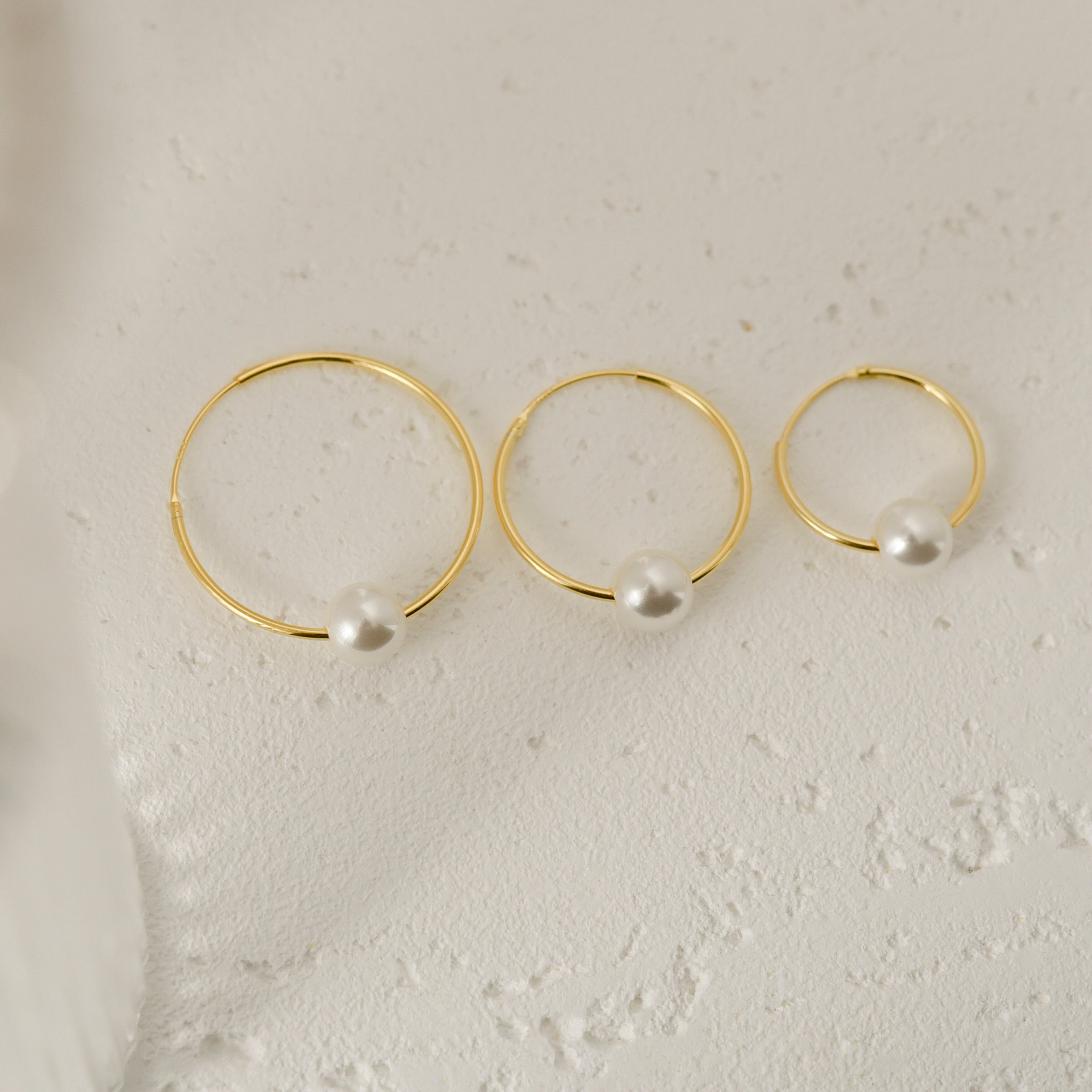 Minimalist Pearl Hoop Earrings