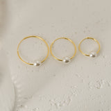 Minimalist Pearl Hoop Earrings