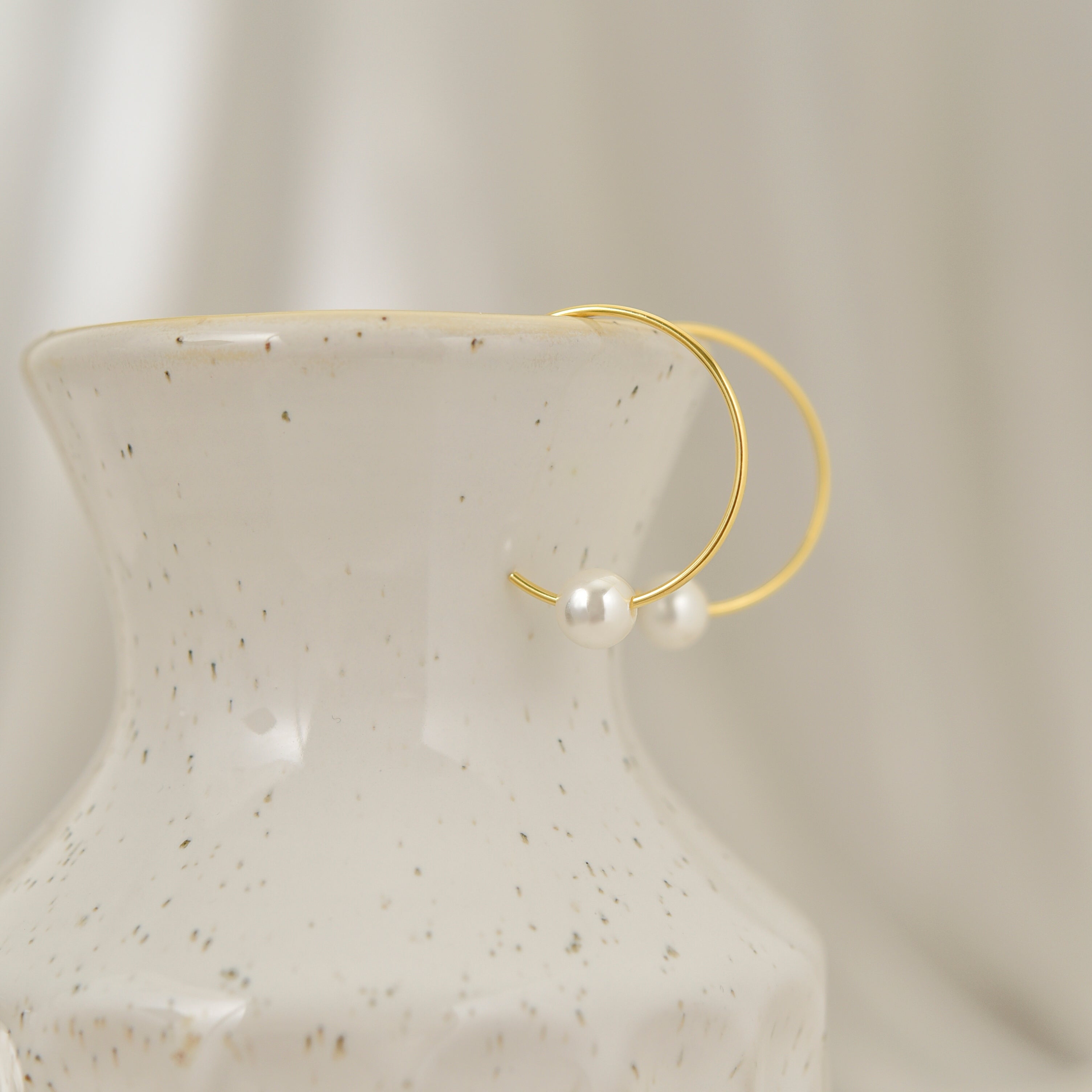 Minimalist Pearl Hoop Earrings