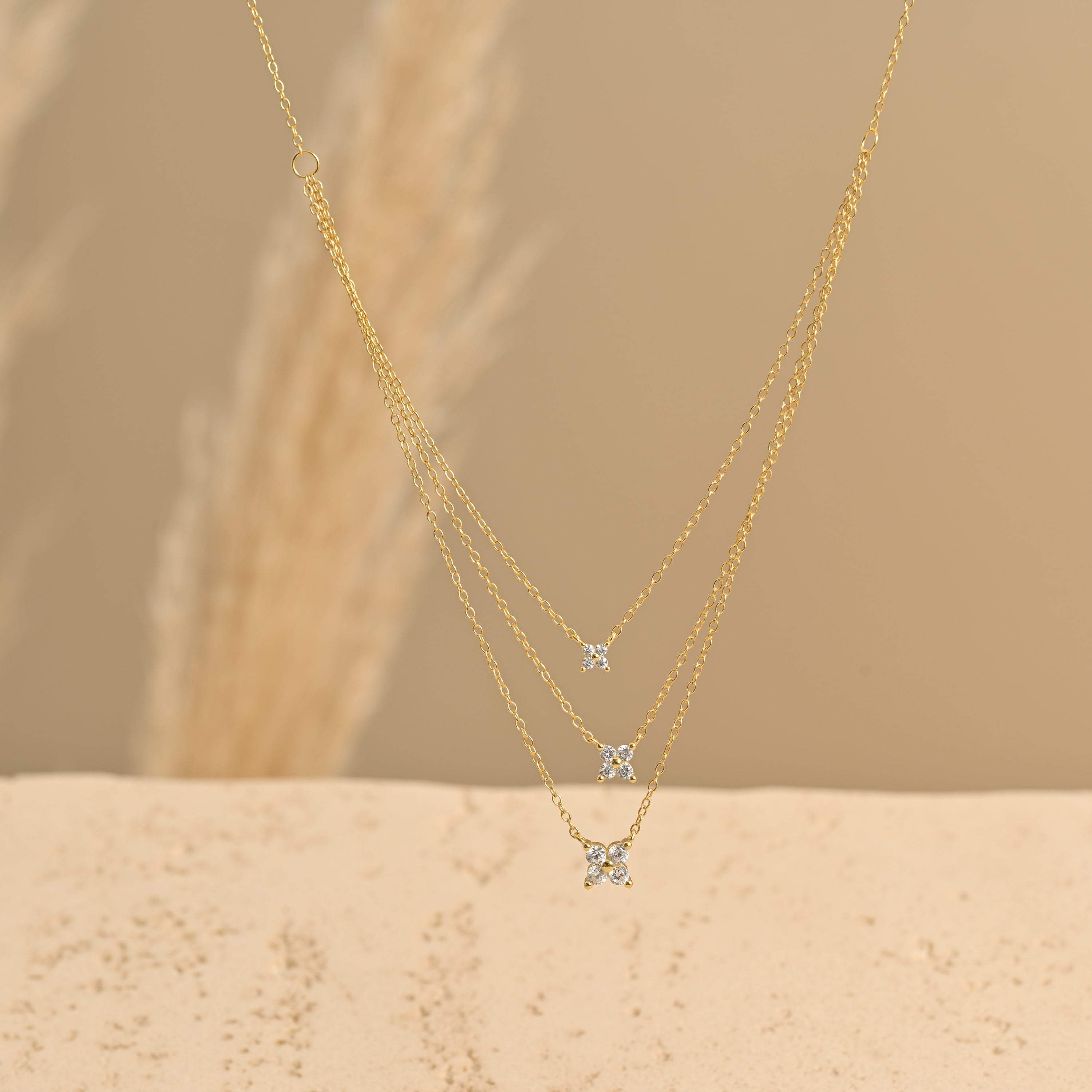 Triple Layered Flower Necklace
