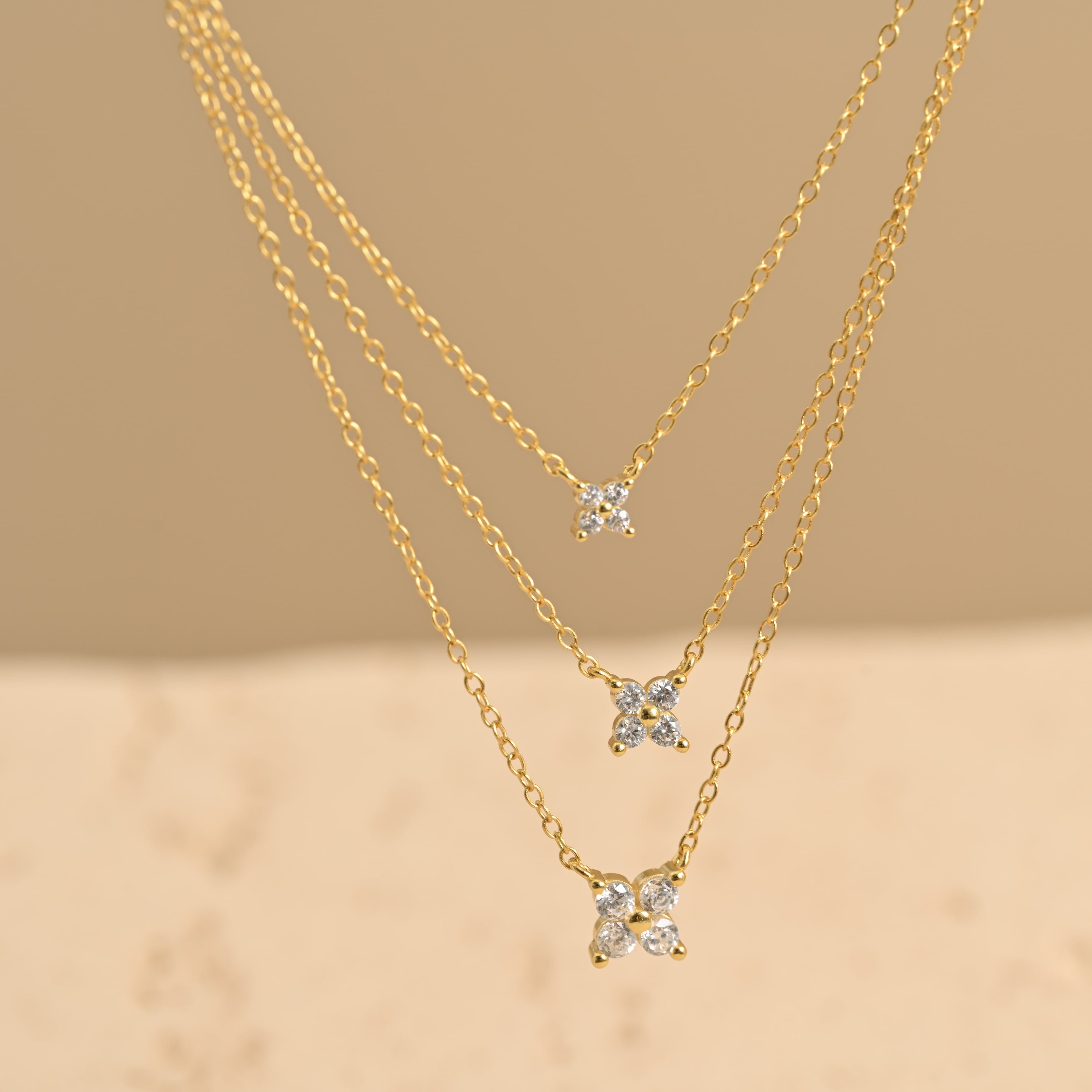 Triple Layered Flower Necklace