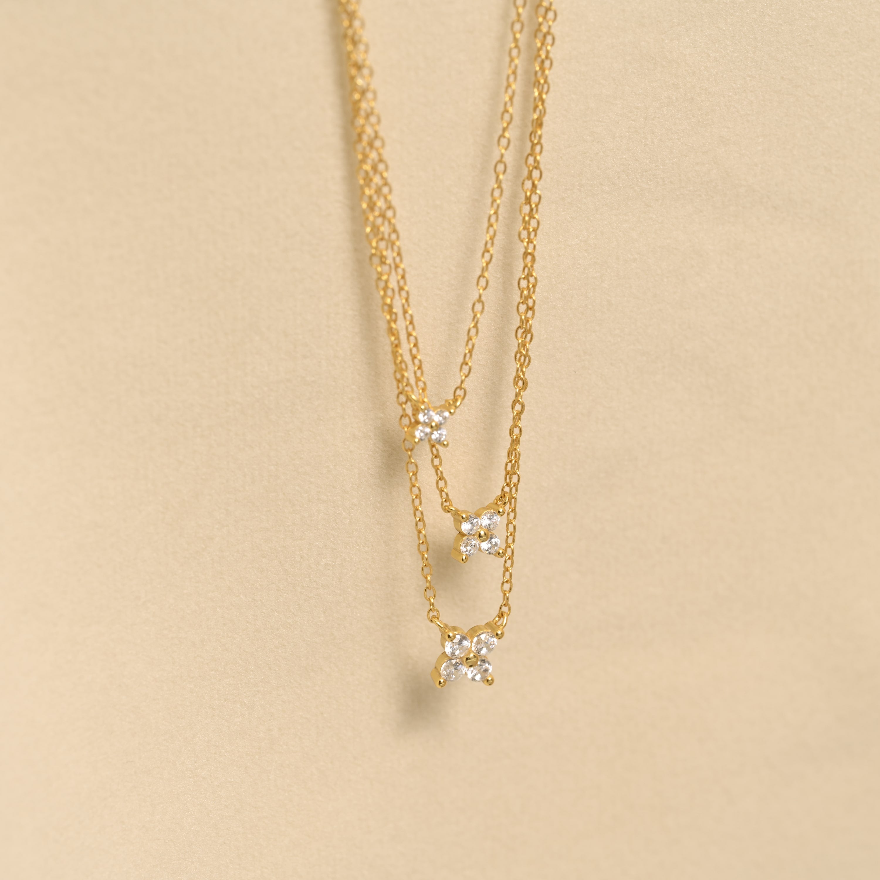 Triple Layered Flower Necklace