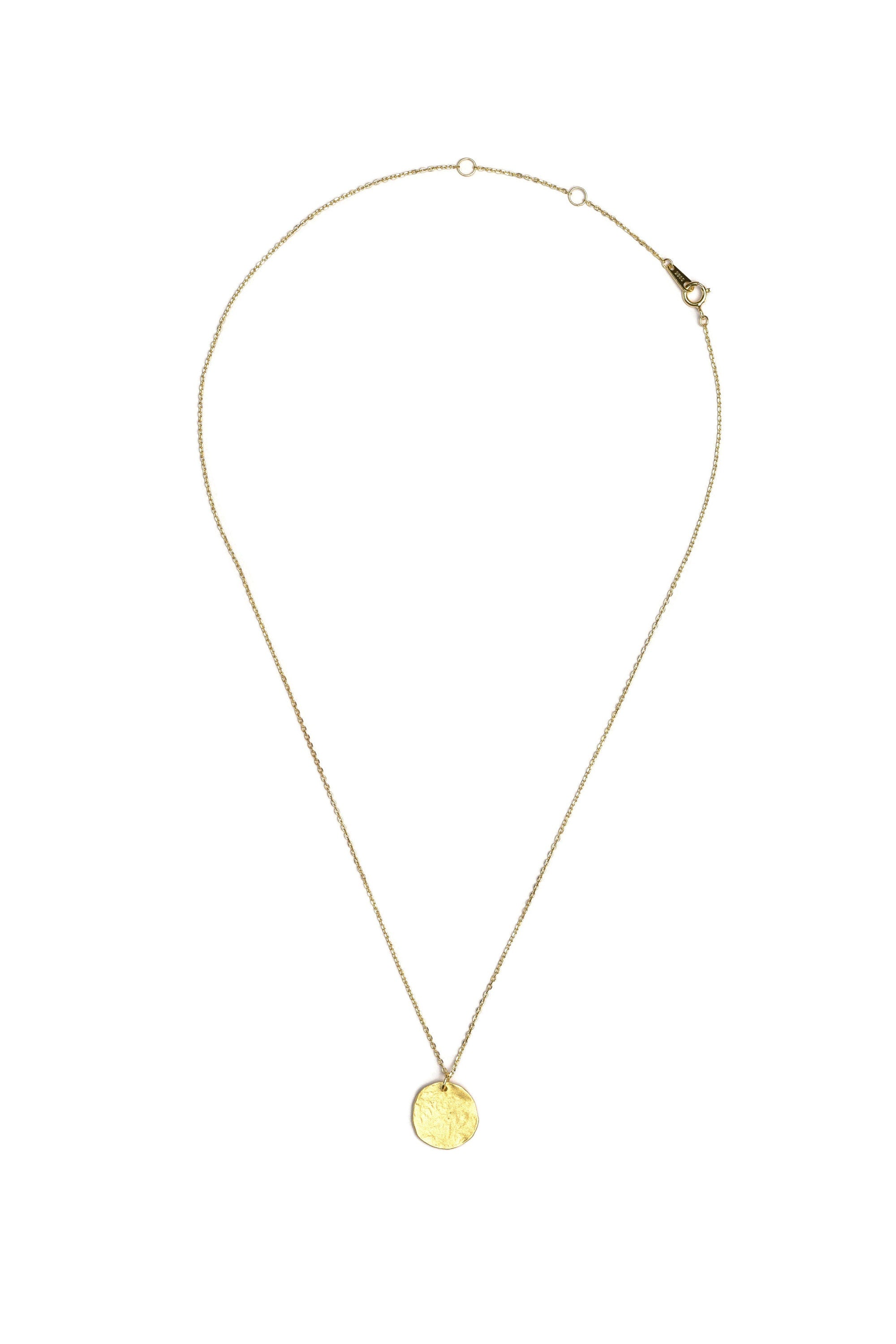 Hammered Circle Disc Pendant Necklace